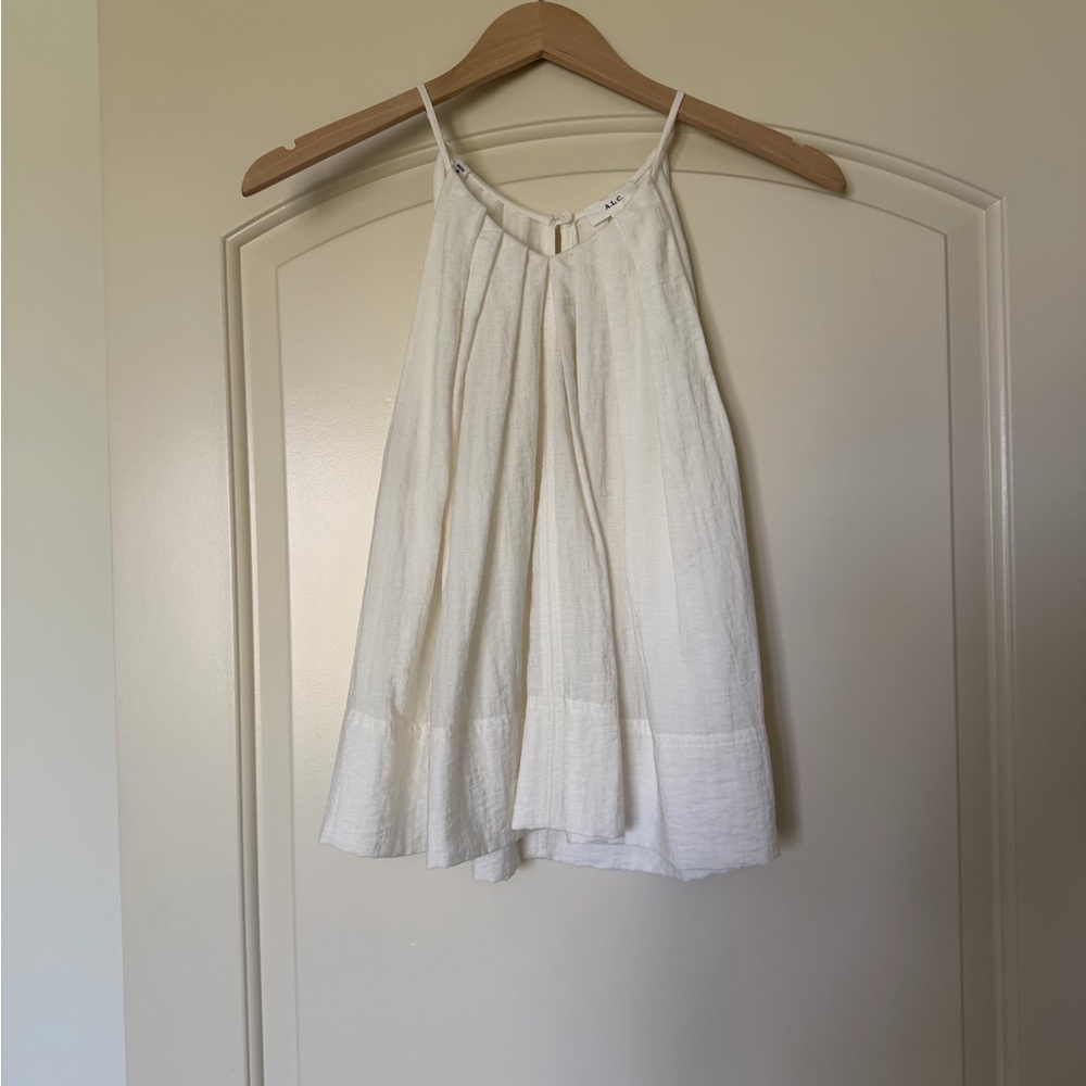 A.L.C. White Pleated Halter Tank